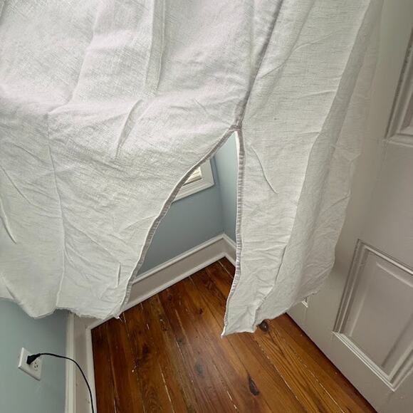 J Crew Shirt Coverup Womens XL White Tunic Button Front Roll Tab Sleeve Collared - Picture 2 of 8